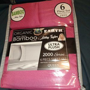 Sheet Set 6 Piece  Queen Pink Organic Bamboo Ashley Taylor Ultra Plush New